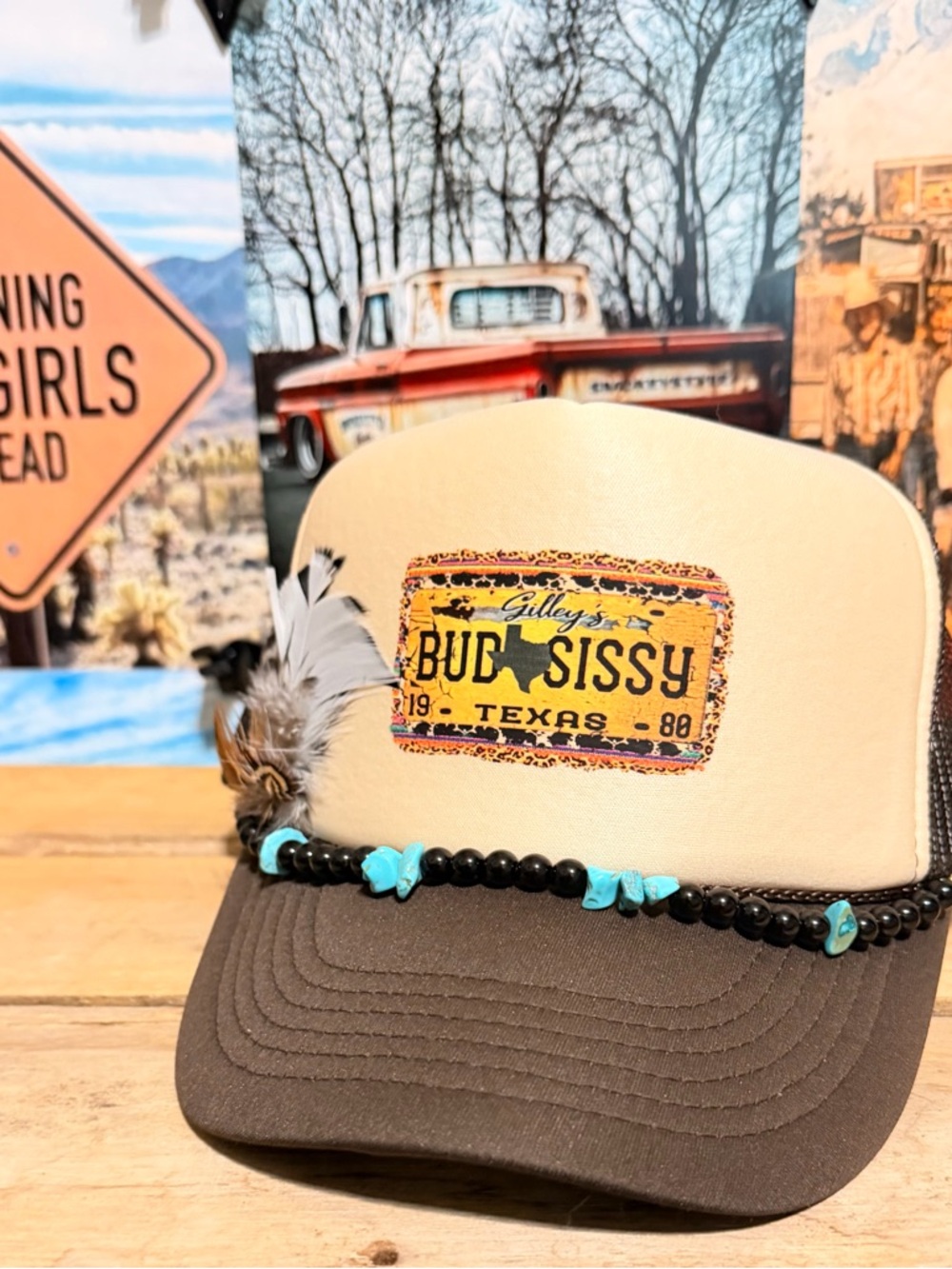 Trucker Hat with Bud and Sissy DTF print